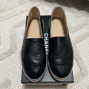 CHANEL ESPADRILLES BLACK SZ 38